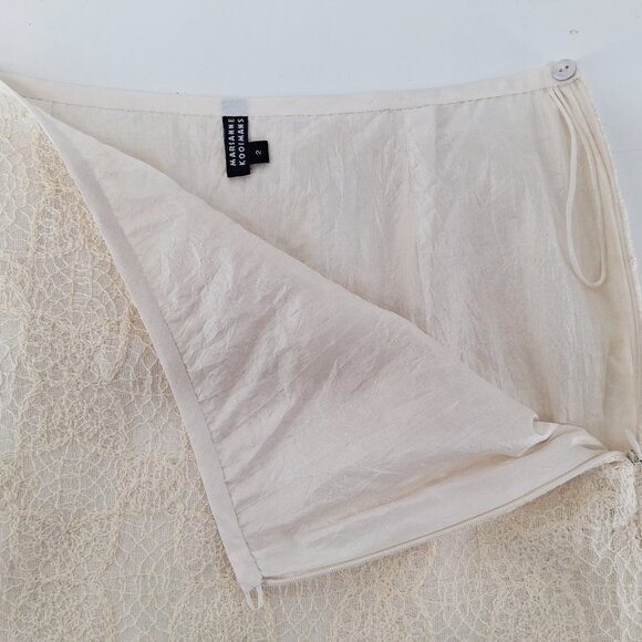 Marianne Kooimans Ivory Silk Layered Pencil Skirt Hand Loomed Textured Midi 2 M - Picture 7 of 12
